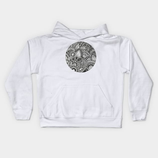 Zentangle circle Kids Hoodie by calenbundalas